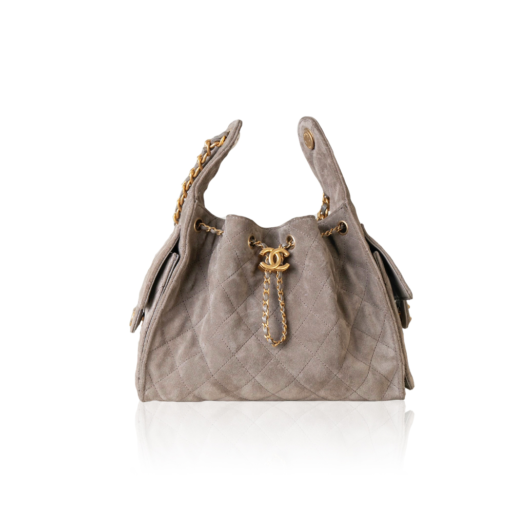 Chanel Small suede hobo drawstring bucket bag