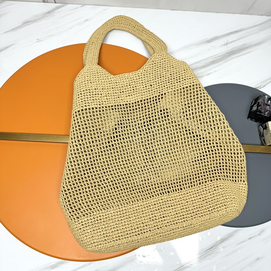 Saint Laurent YSL ICARE Raffia Crochet Large Shopping Bag