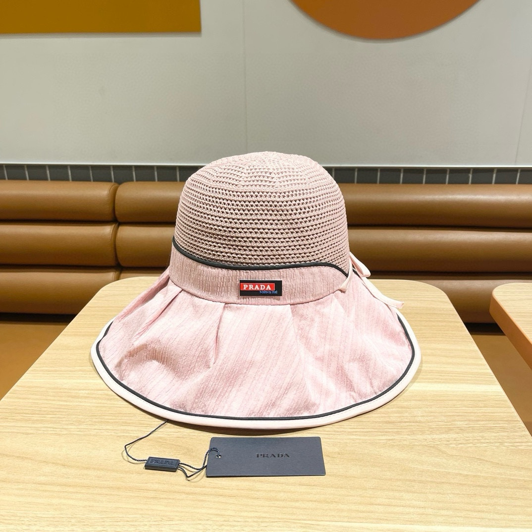 Prada Stylish Bow Fisherman Hat Sunhat