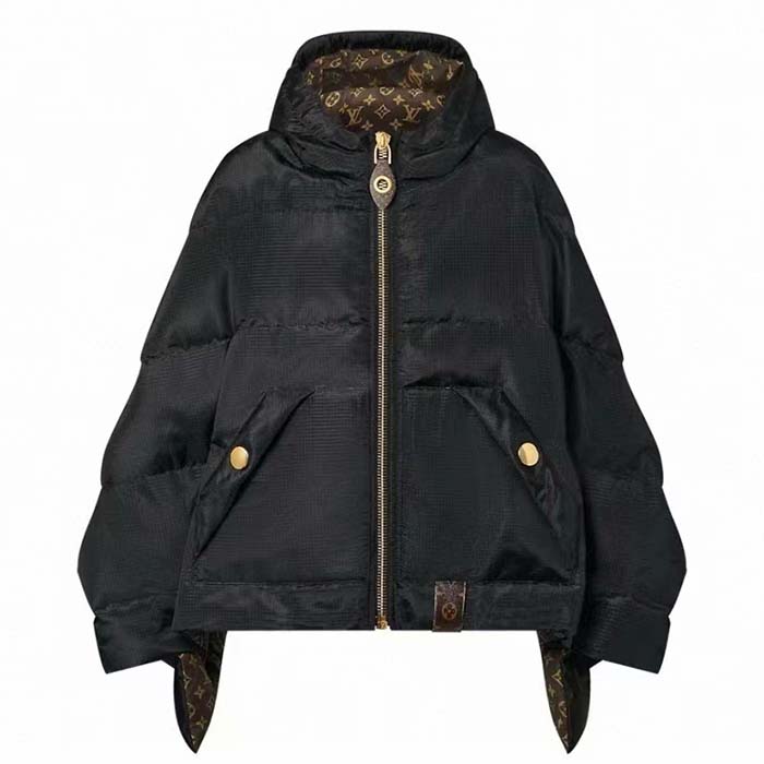 Louis Vuitton LV Men Monogram Accent Pillow Puffer Cape Black Regular Fit