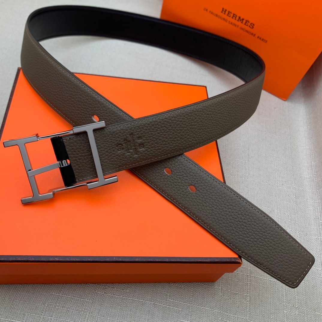 Hermes H Belt Buckle & Reversible Brown Belt 380MM