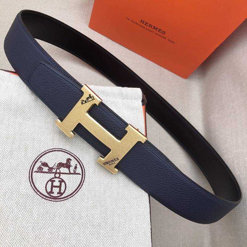 Hermes H Belt Buckle & Reversible Black Belt 380MM