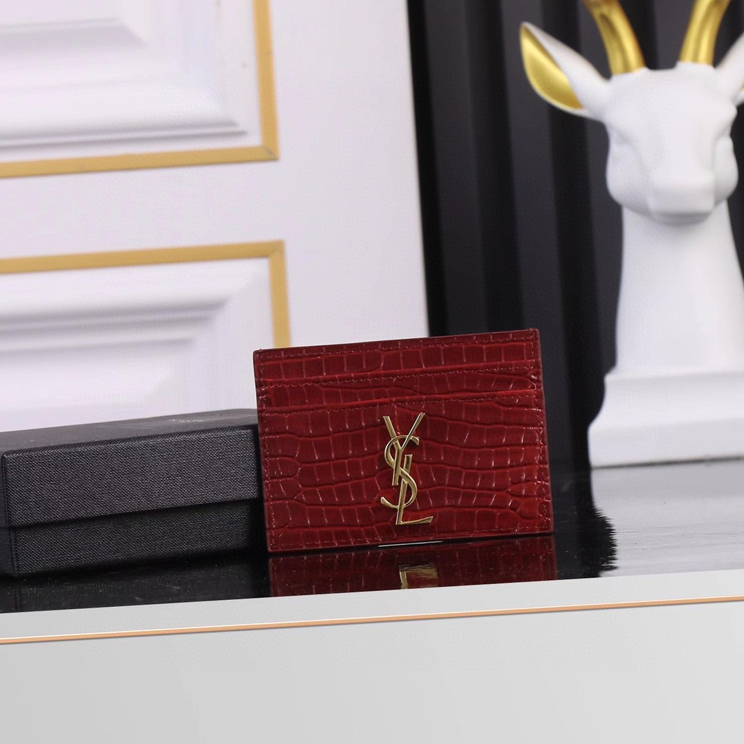 Saint Laurent YSL Crocodile Print Card Bags