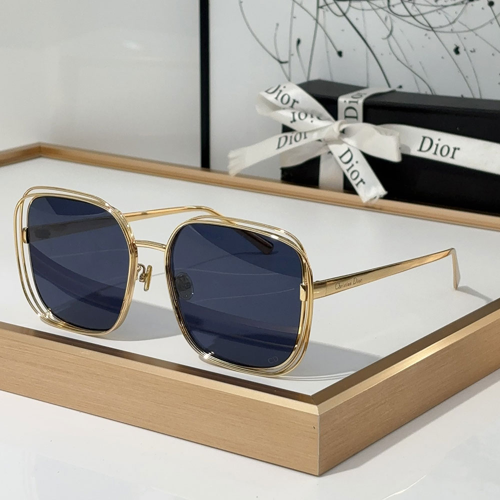 Dior Gold Metal Gold Frame Fashion sunglasses Top quality