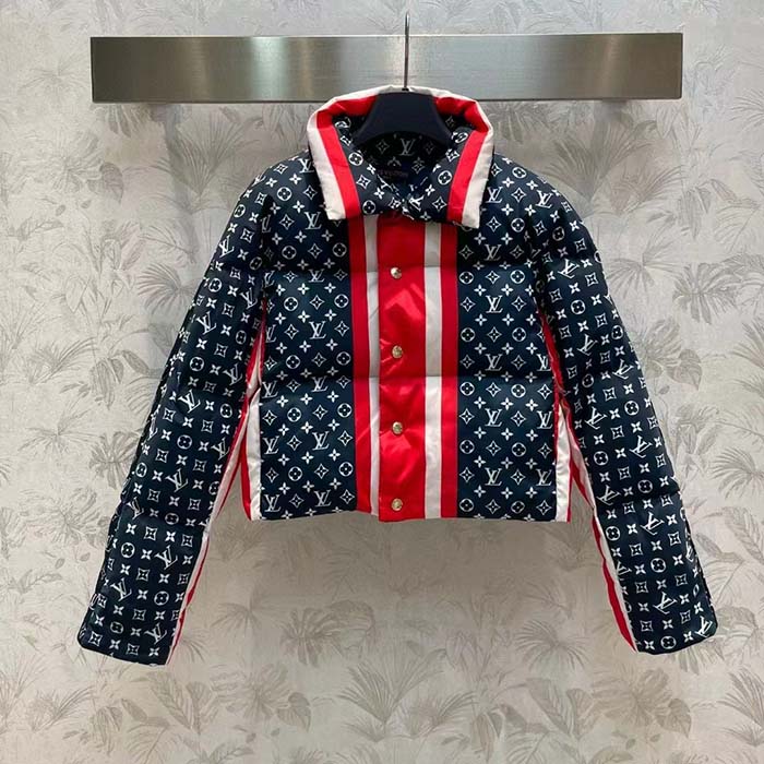Louis Vuitton LV Men Tricolor Monogram Puffer Jacket Polyamide Navy Red