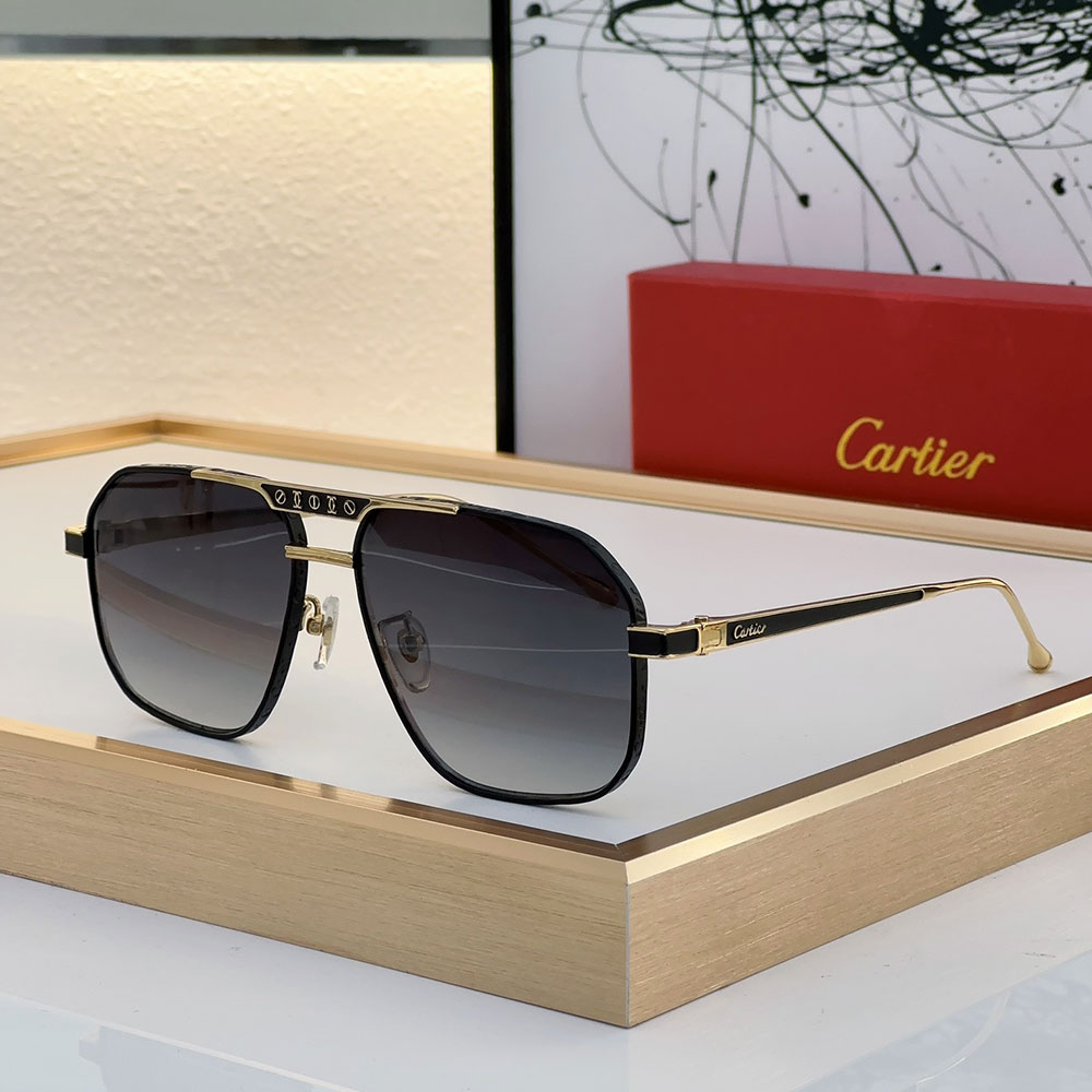 Cartier Metal Mirror Leg Logo Sunglasses Top quality