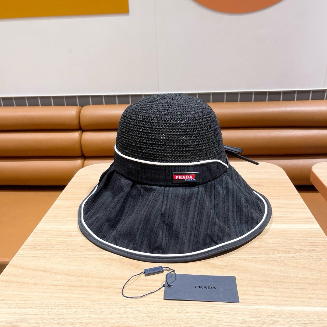 Prada Stylish Bow Fisherman Hat   Sunhat