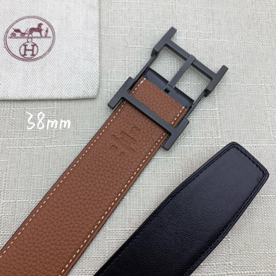 Hermes H Belt Buckle & Reversible Brown Belt 380MM