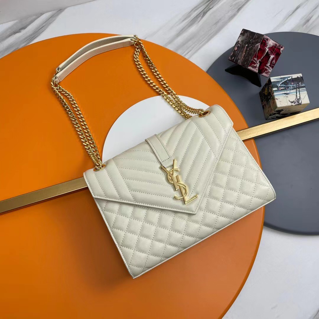 Saint Laurent YSL Envelope Medium 24- Embossed Leather