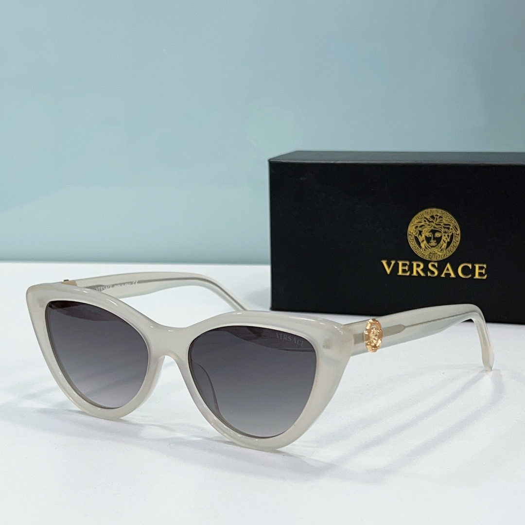 Versace  Mirror leg Logo Cat-eye Sunglasses Top Quality