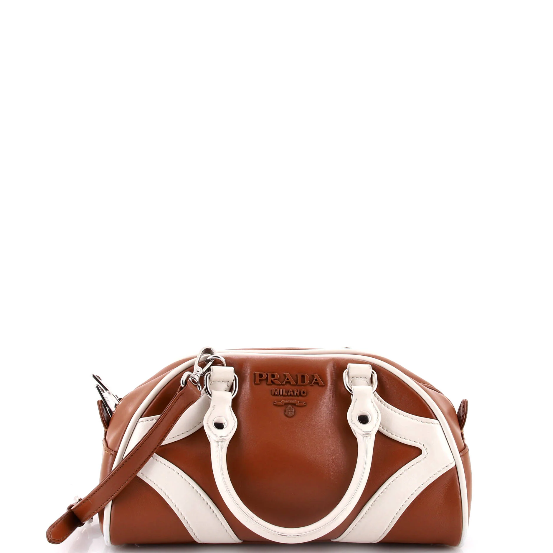 Prada Bowling Convertible Handle Bag Leather Small