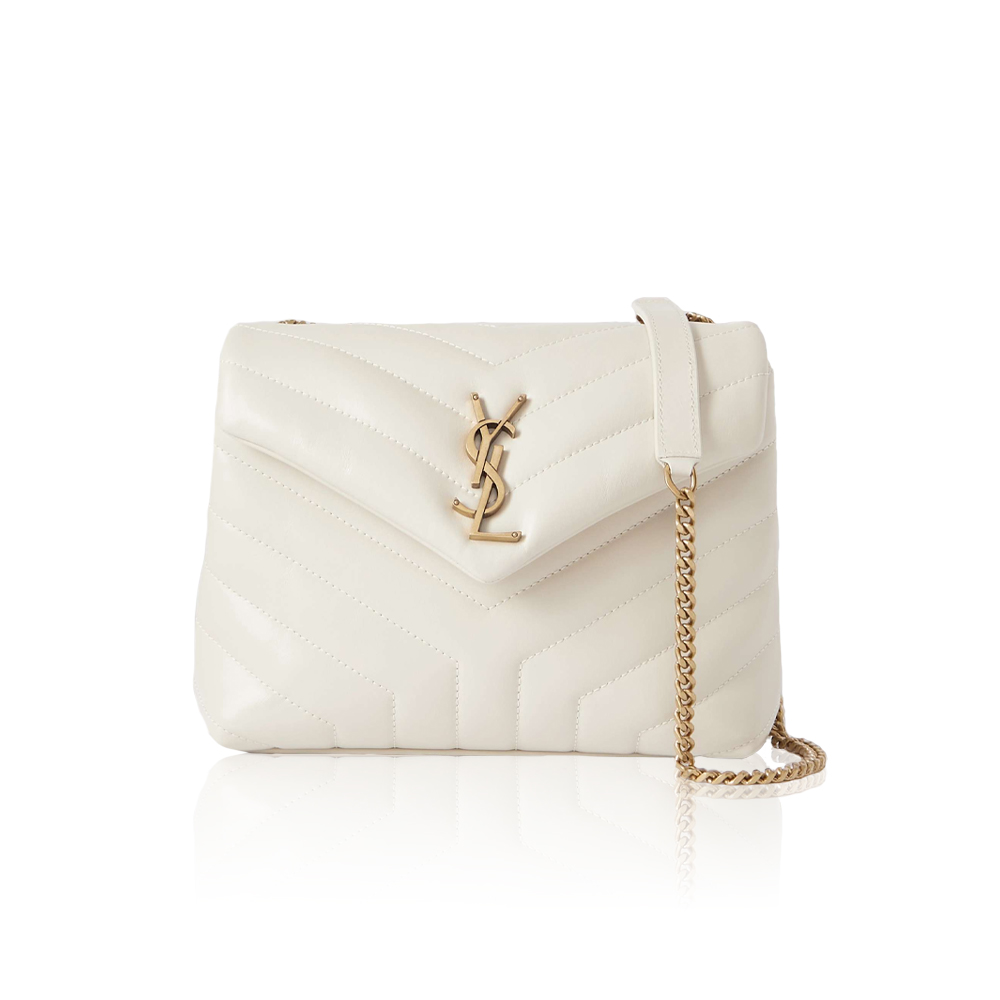 SAINT LAURENT Loulou small quilted leather shoulder bag white