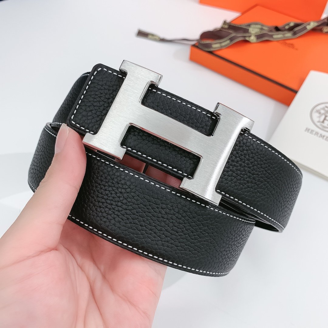 Hermes H Belt Buckle & Reversible Black Belt 380MM