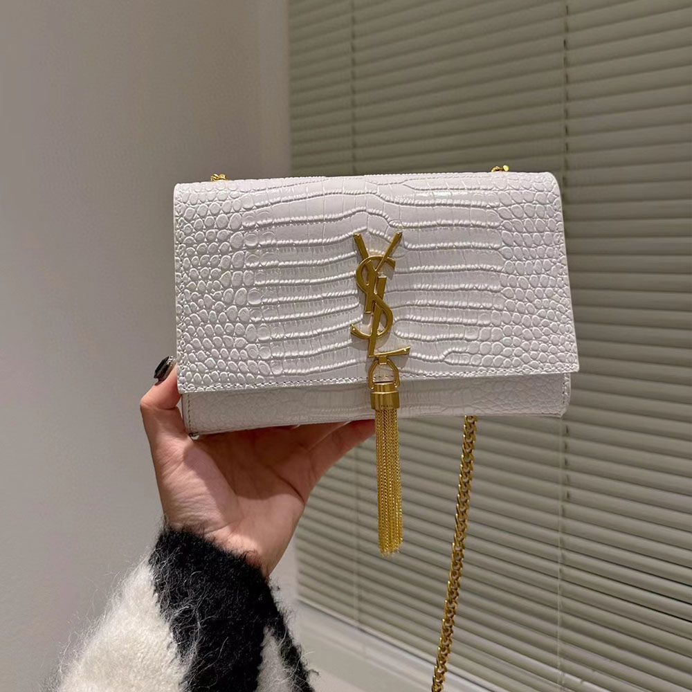 Saint Laurent YSL Kate Tassel Crocodile Leather Bag