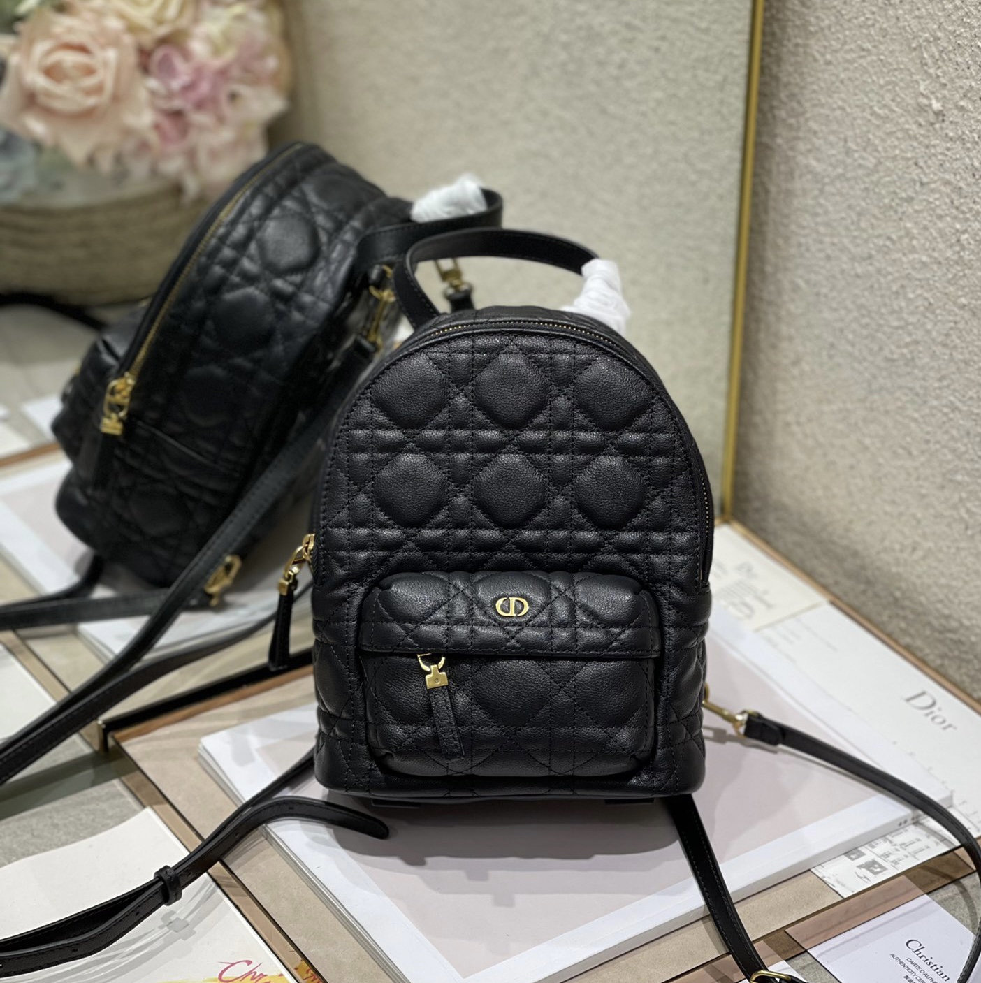 DIOR Cannage Pattern Sheep Leather Backpack