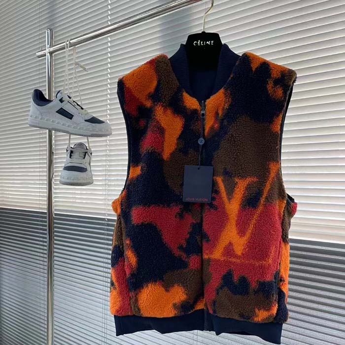 Louis Vuitton Men LV Reversible Fleece Gilet Regular Fit Zip Closure Multicolor