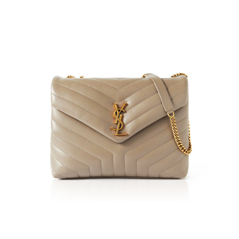 SAINT LAURENT Loulou medium quilted leather shoulder bag beige