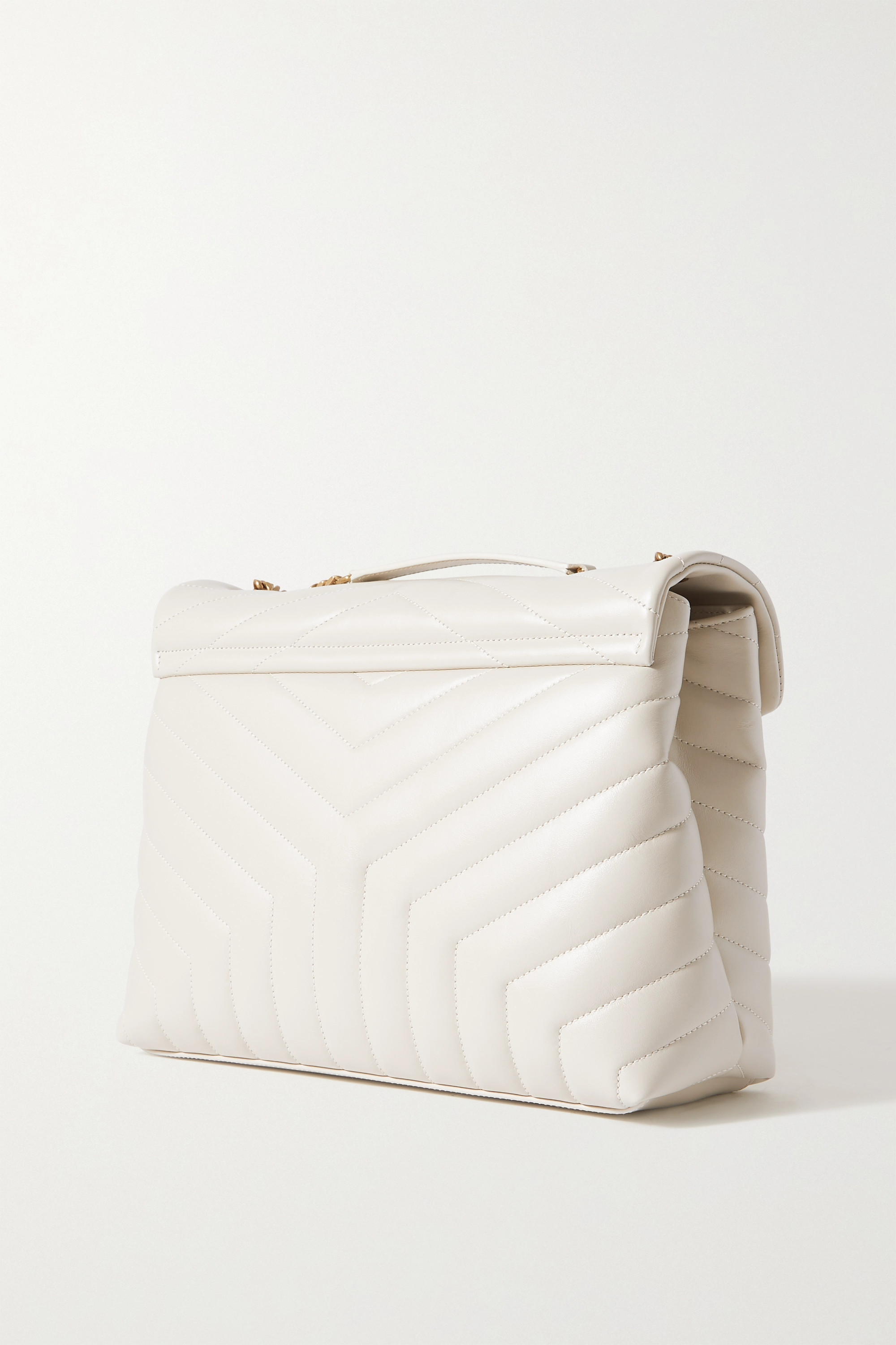 Yve SAINT LAURENT YSL Loulou medium quilted leather shoulder bag white