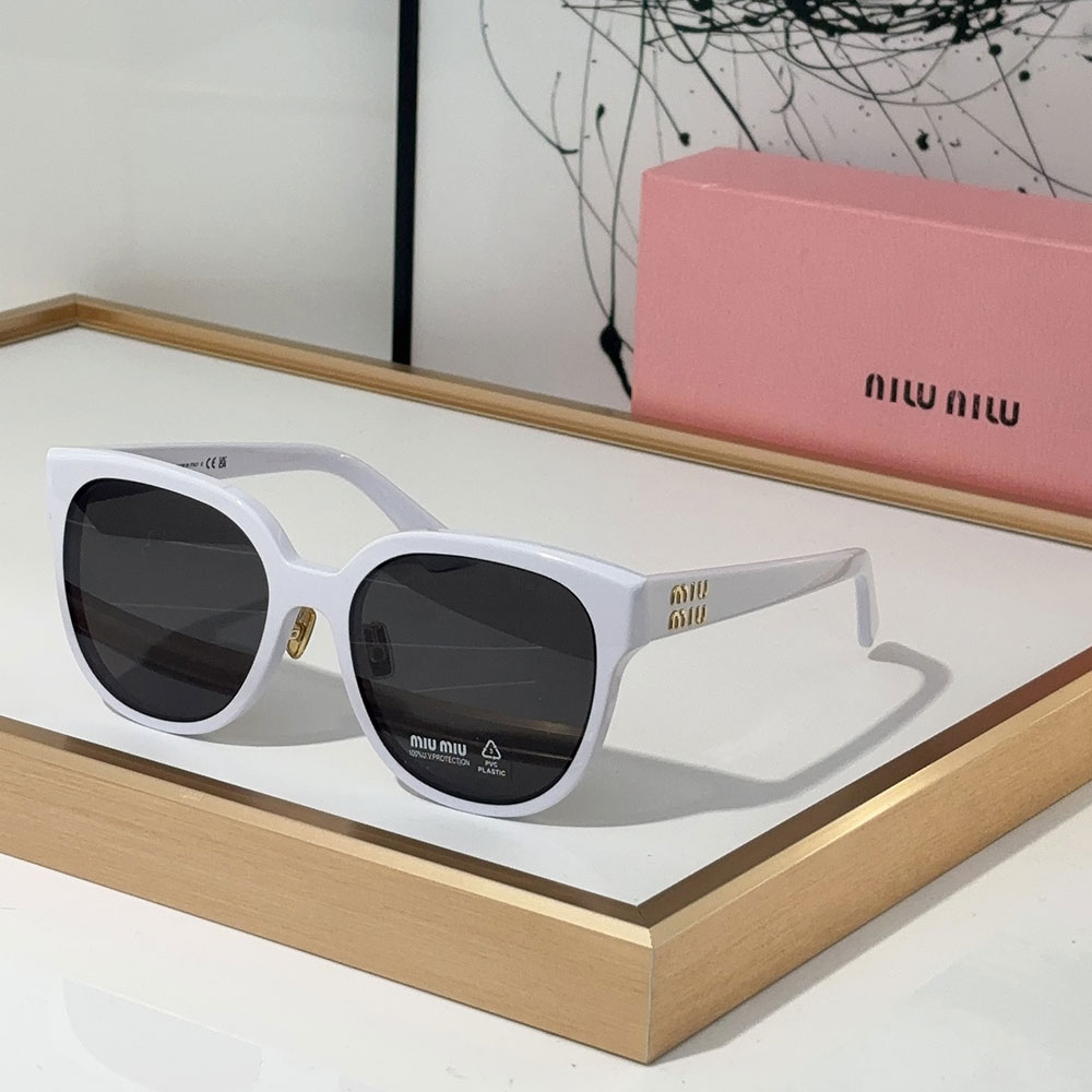 MIU MIU Mirror leg logo irregular shaped Sunglasses Top quality