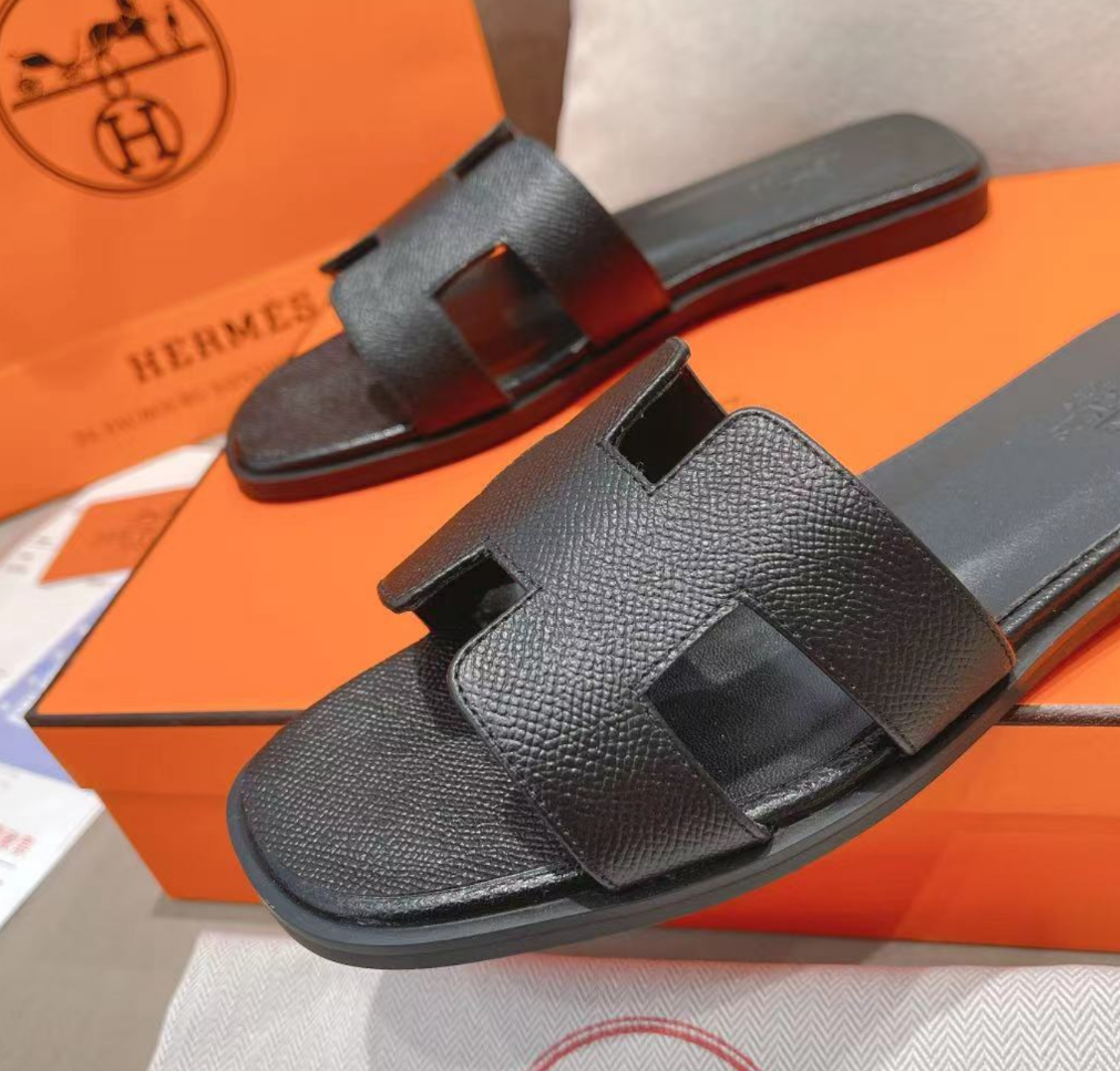 Hermes sheepskin leather outsole new slippers
