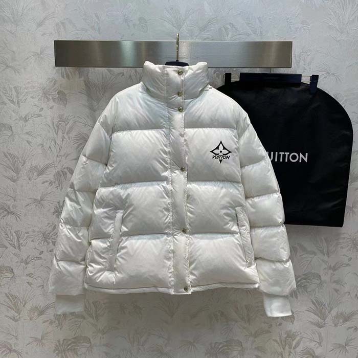 Louis Vuitton Men LV SKI Glossy Nylon Puffer Jacket Polyamide White