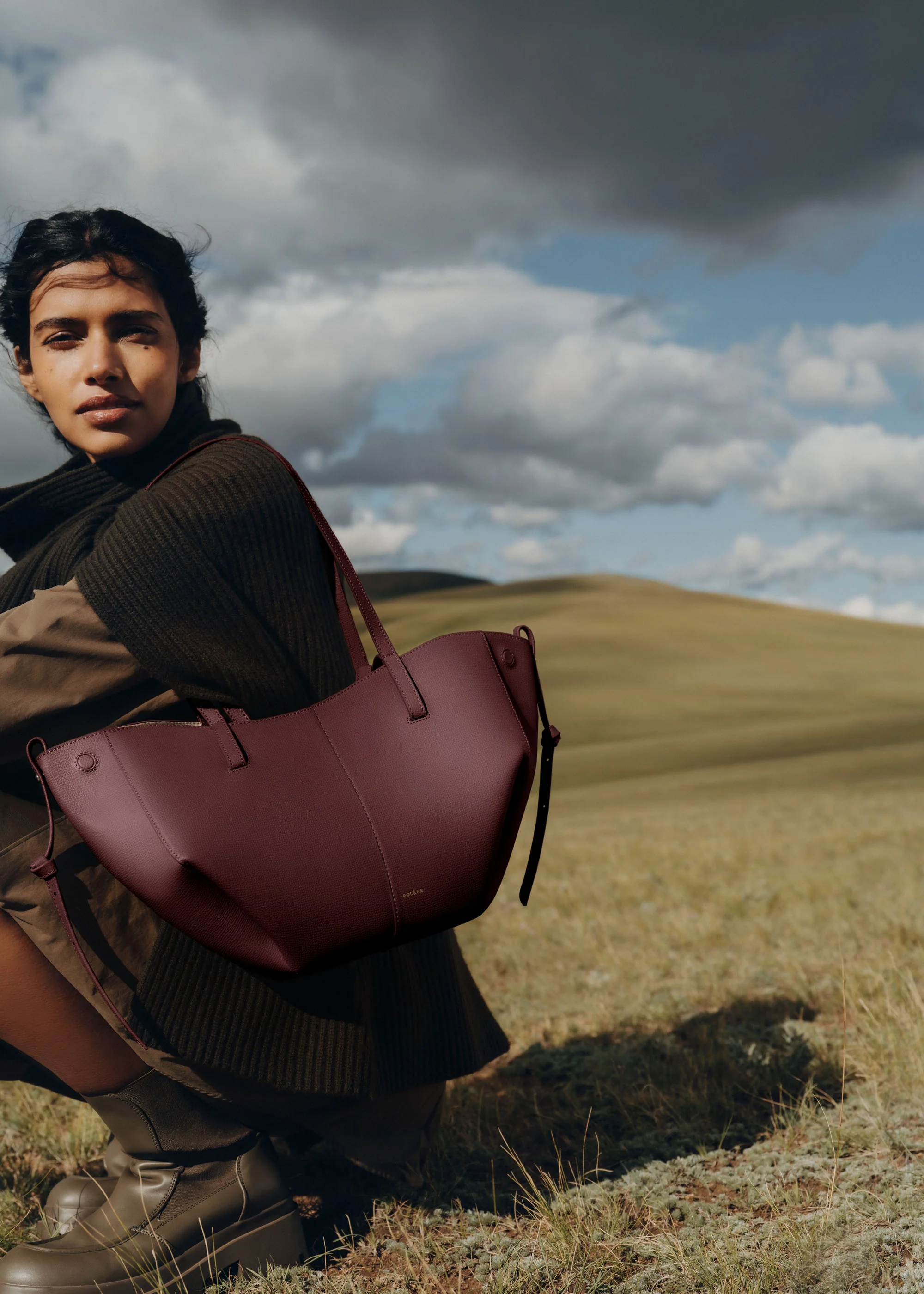 Polène Cyme Mini - Textured Black Cherry