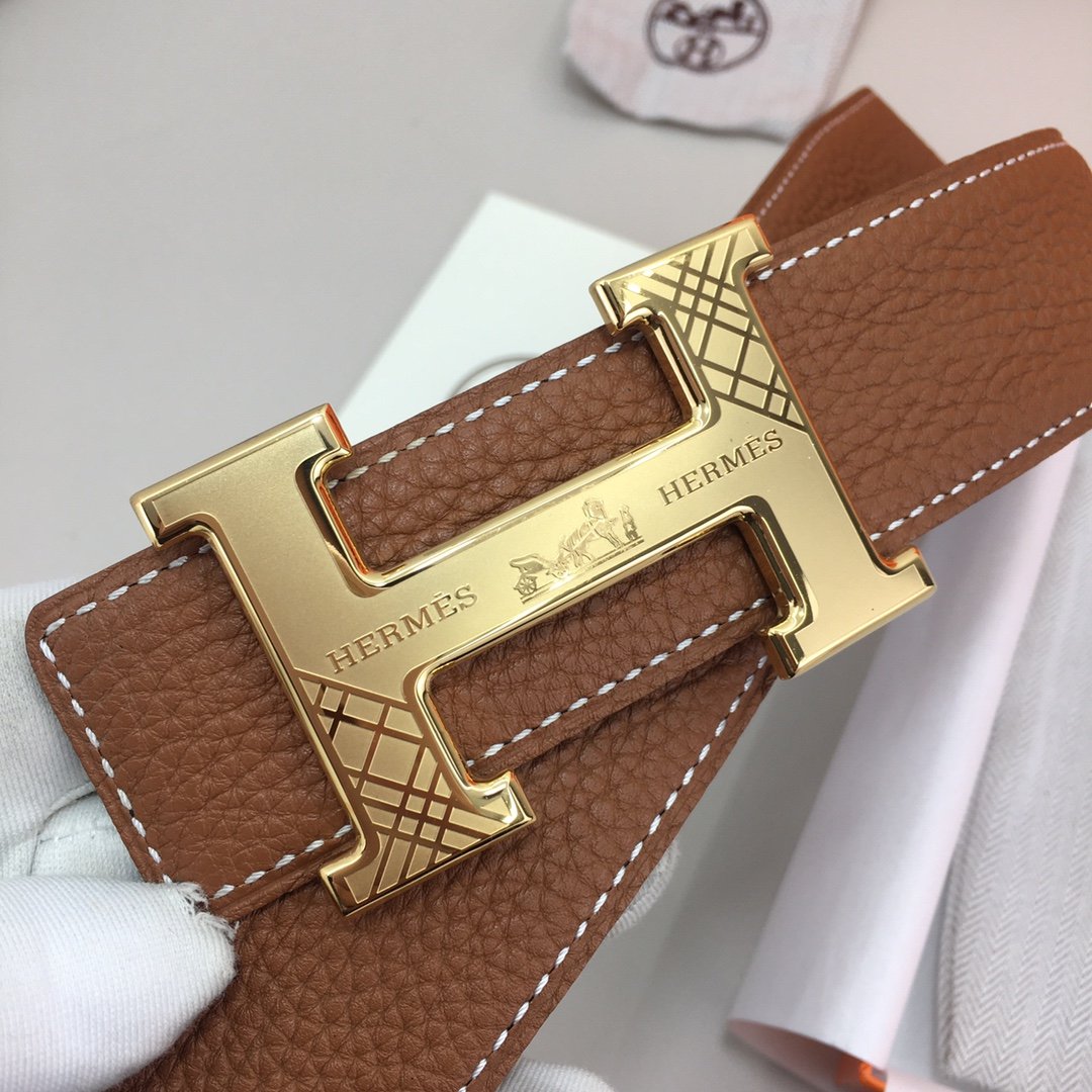 Hermes H Belt Buckle & Reversible Brown Belt 380MM