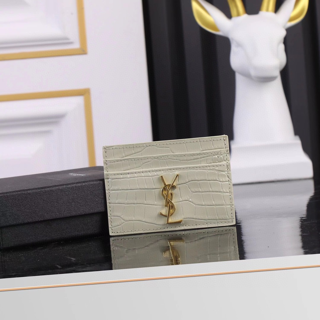 Saint Laurent YSL Crocodile Print Card Bags