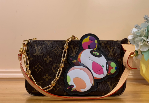 LV New Trendy Fashion Bag Cow Leather Colorful Panda Bag