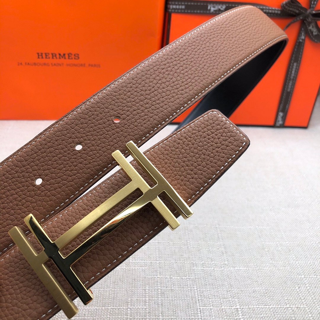 Hermes H Belt Buckle & Reversible Brown Belt 380MM