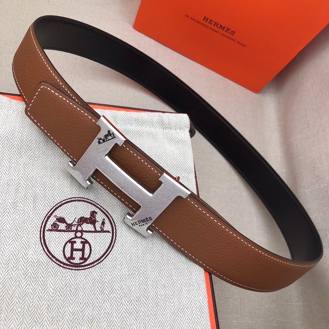 Hermes H Belt Buckle & Reversible Black Belt 380MM