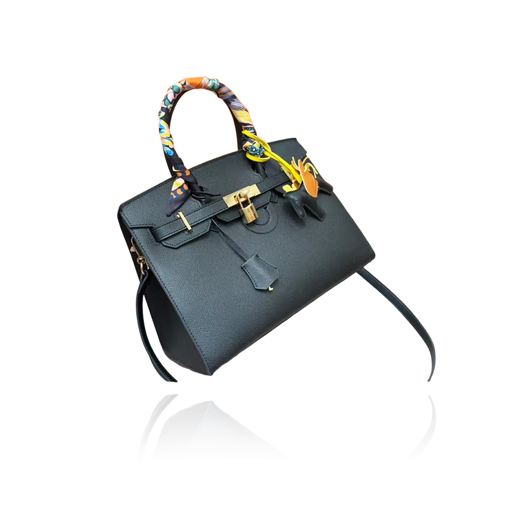 Hermes leather black platinum bag
