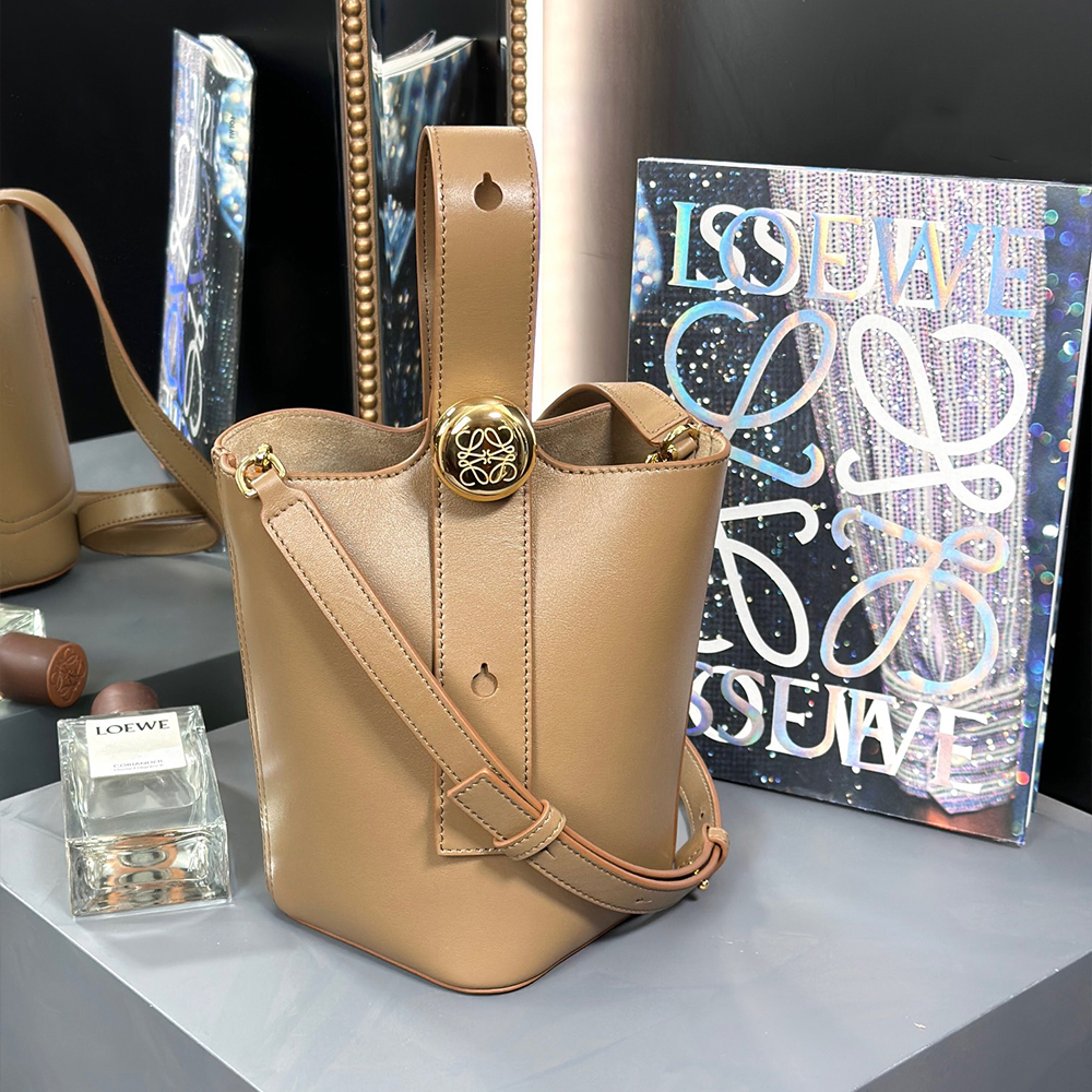 LOEWE Mini Pebble Bucket bag in soft grained calfskin