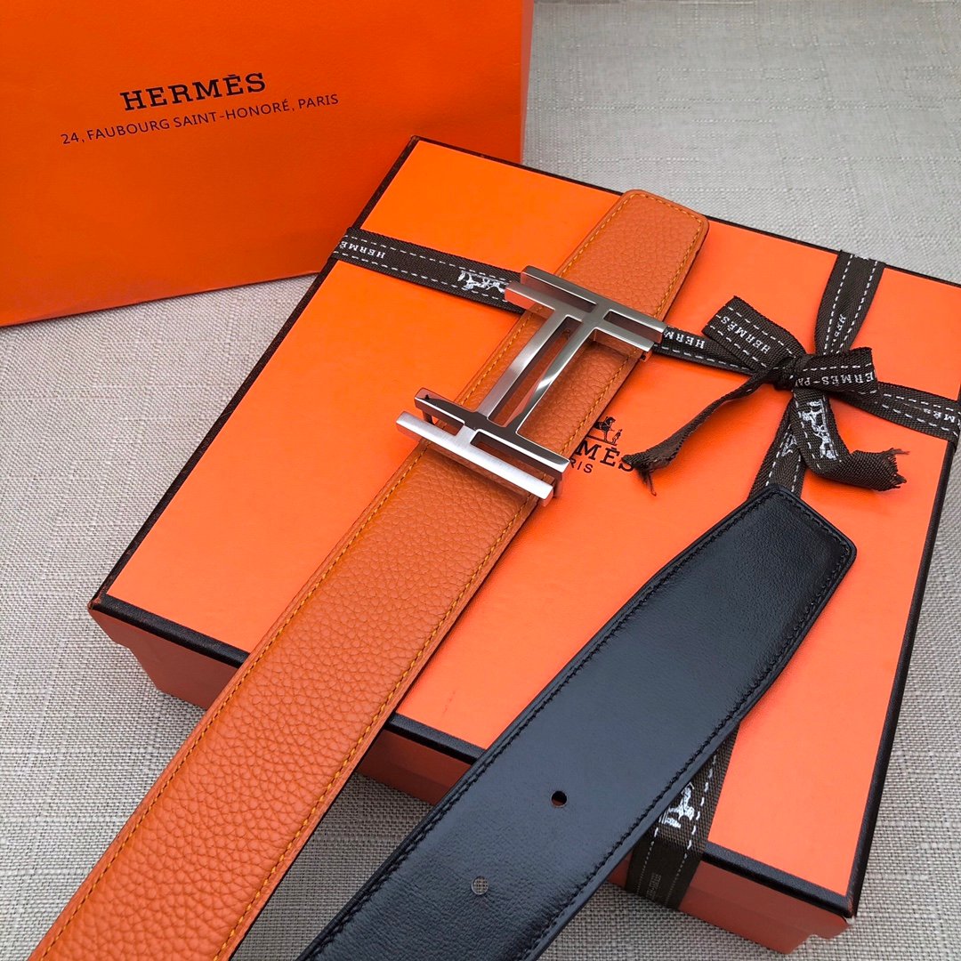 Hermes H Belt Buckle & Reversible Brown Belt 380MM