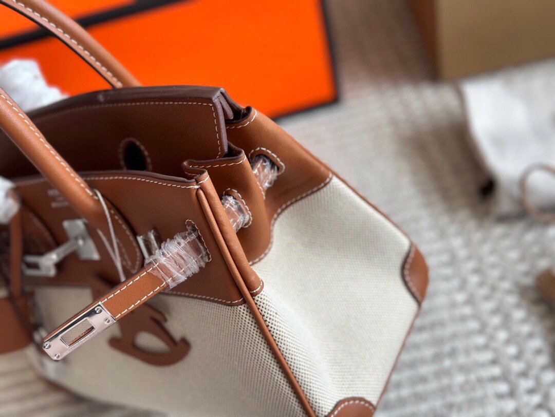 Hermes Birkin 25 canvas and leather handbag