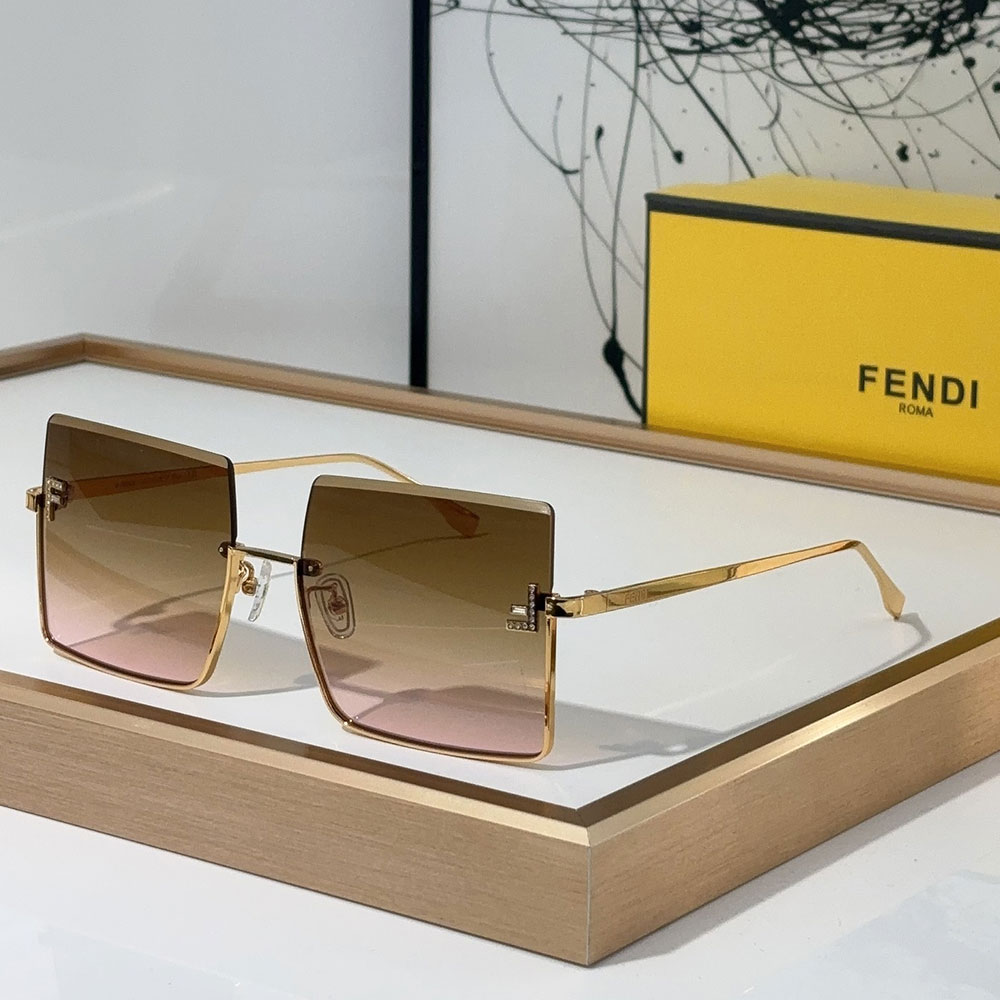 Fendi  Half Frame Thin Metal Frame Sunglasses Top quality