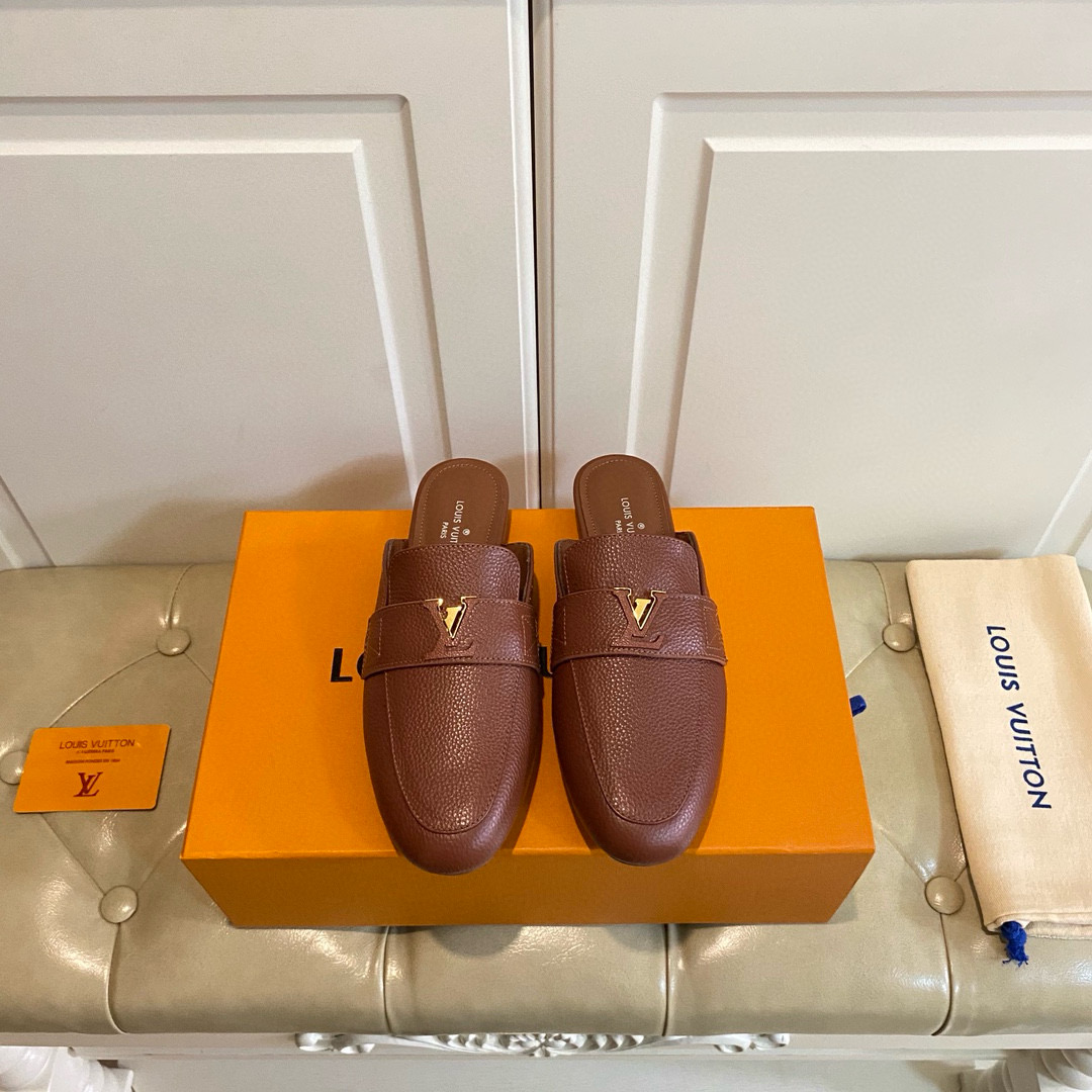 Louis Vuitton LV Leather Half-Pack Slingback Slide Sandals