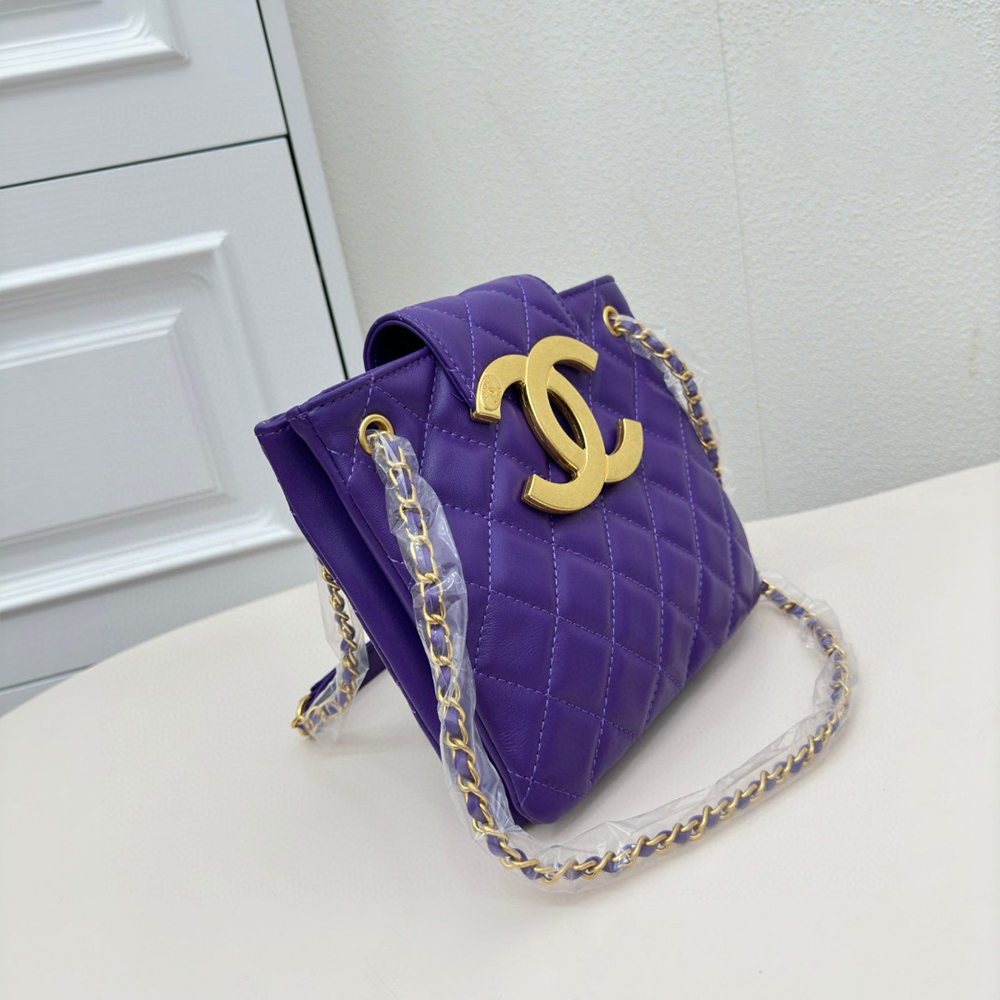 Chanel Vintage Logo Quilted Lambskin Shoulder Bag