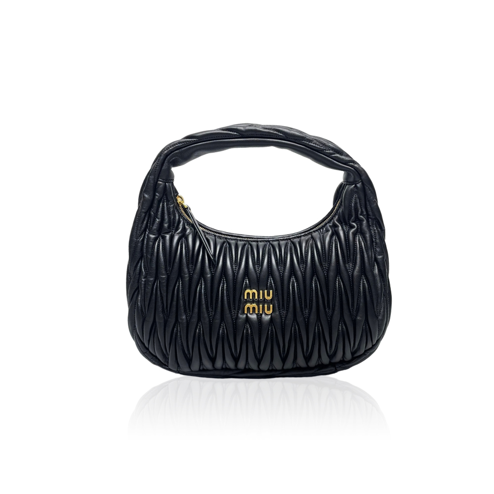 Miumiu Wander Matelassé Medium Hobo Nappa Leather Underarm Bag