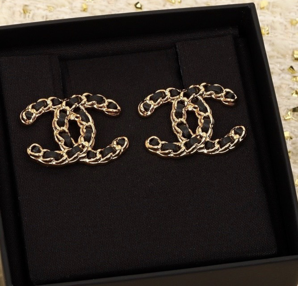 Chanel new braided large double c stud earrings Jewelry