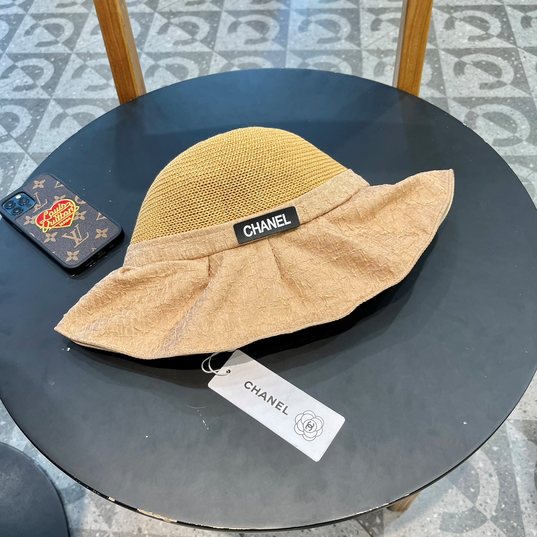 Chanel Knitted Breathable Bow Basin Hat Sunhat
