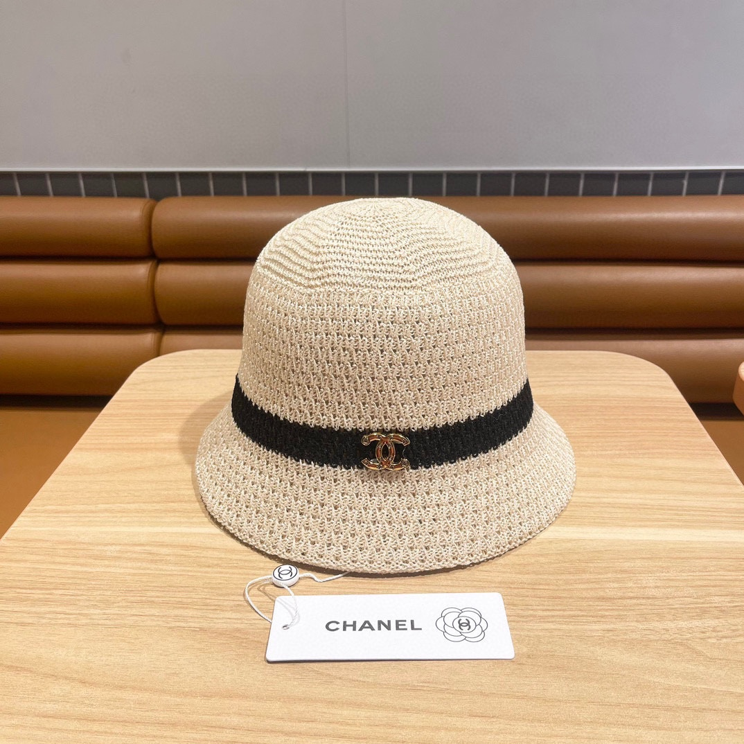 Chanel Knitted Hollow Breathable Fisherman's Hat Sunhat