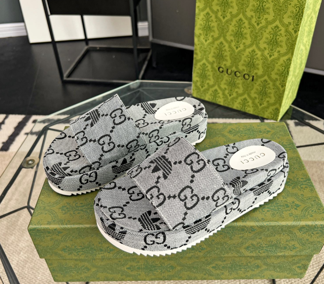 Adidas collaboration classic gray retro canvas slippers