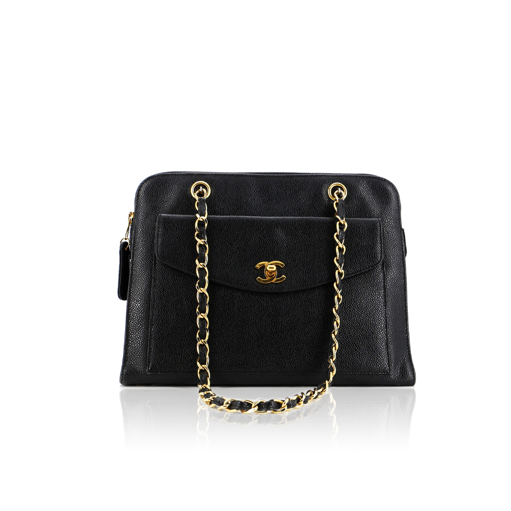 Chanel Vintage Front Pocket Camera Bag Caviar Large