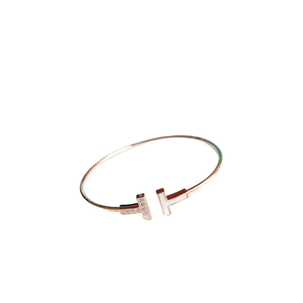 Tiffany Double T Full Diamond White Shell Bracelet