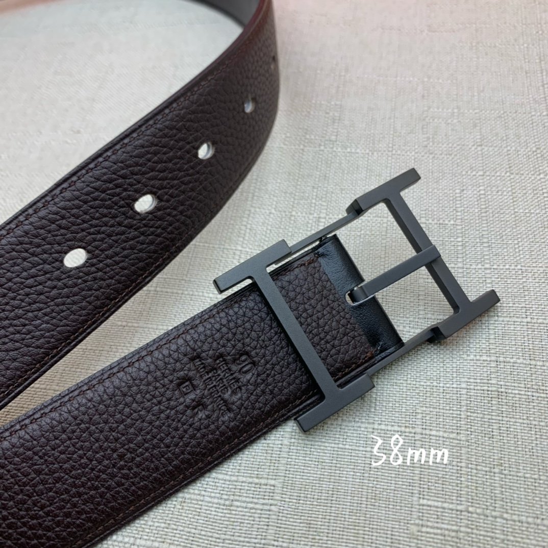 Hermes H Belt Buckle & Reversible Black Belt 380MM