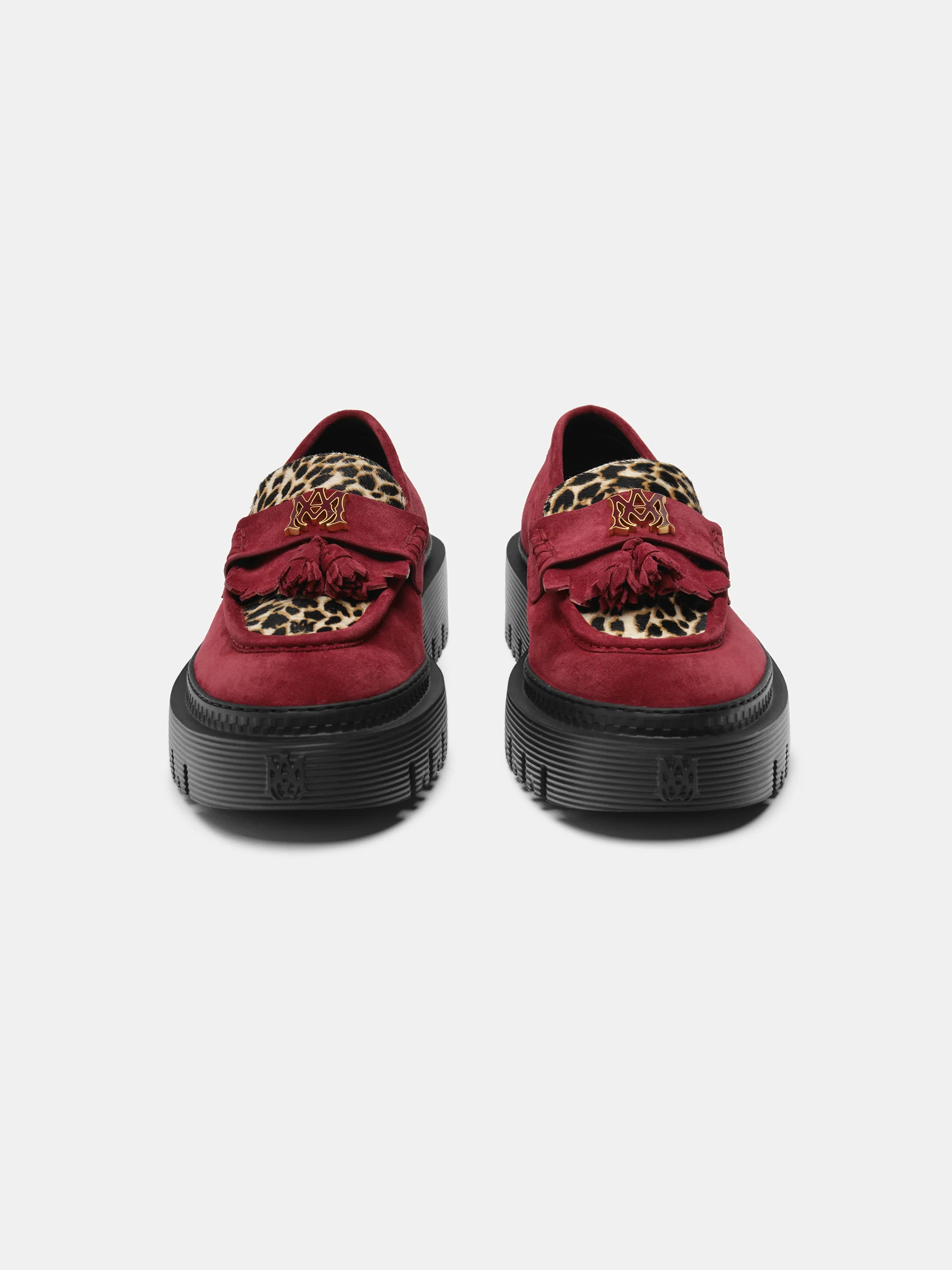 AMIRI MA TASSLE LEOPARD JUMBO LOAFER - Burgundy