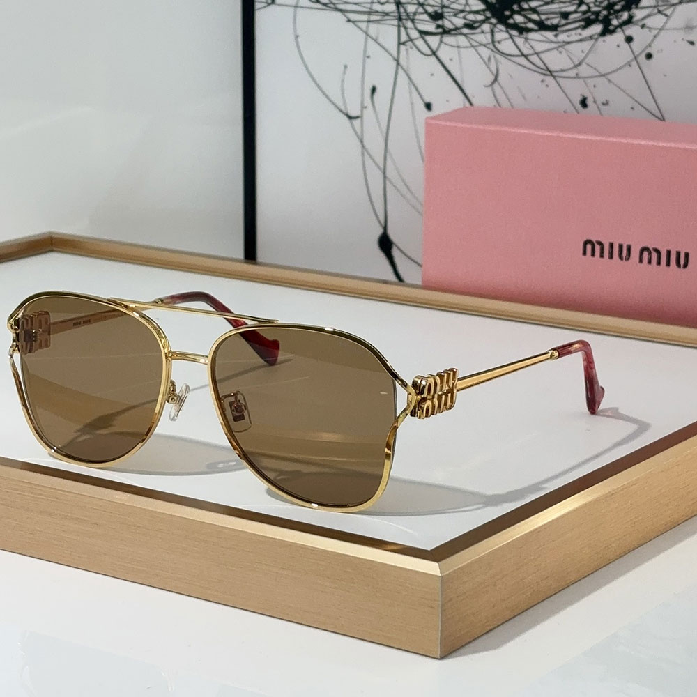 MIU MIU  Slim Metal Logo Mirror Legs Sunglasses Top quality