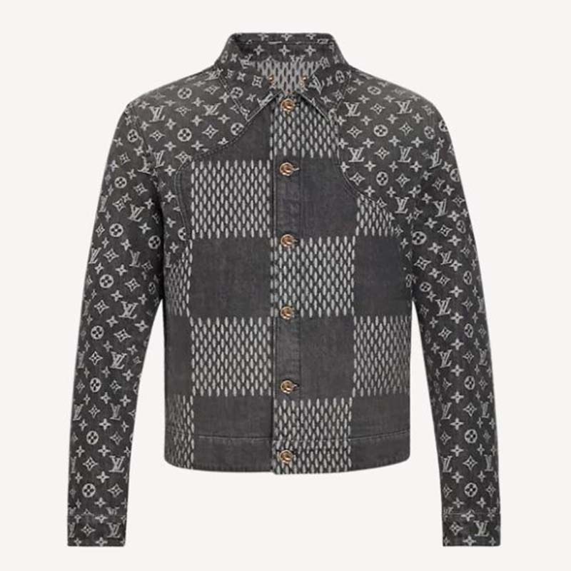 Louis Vuitton Women Giant Damier Waves Monogram Denim Jacket Cotton Regular Fit-Black