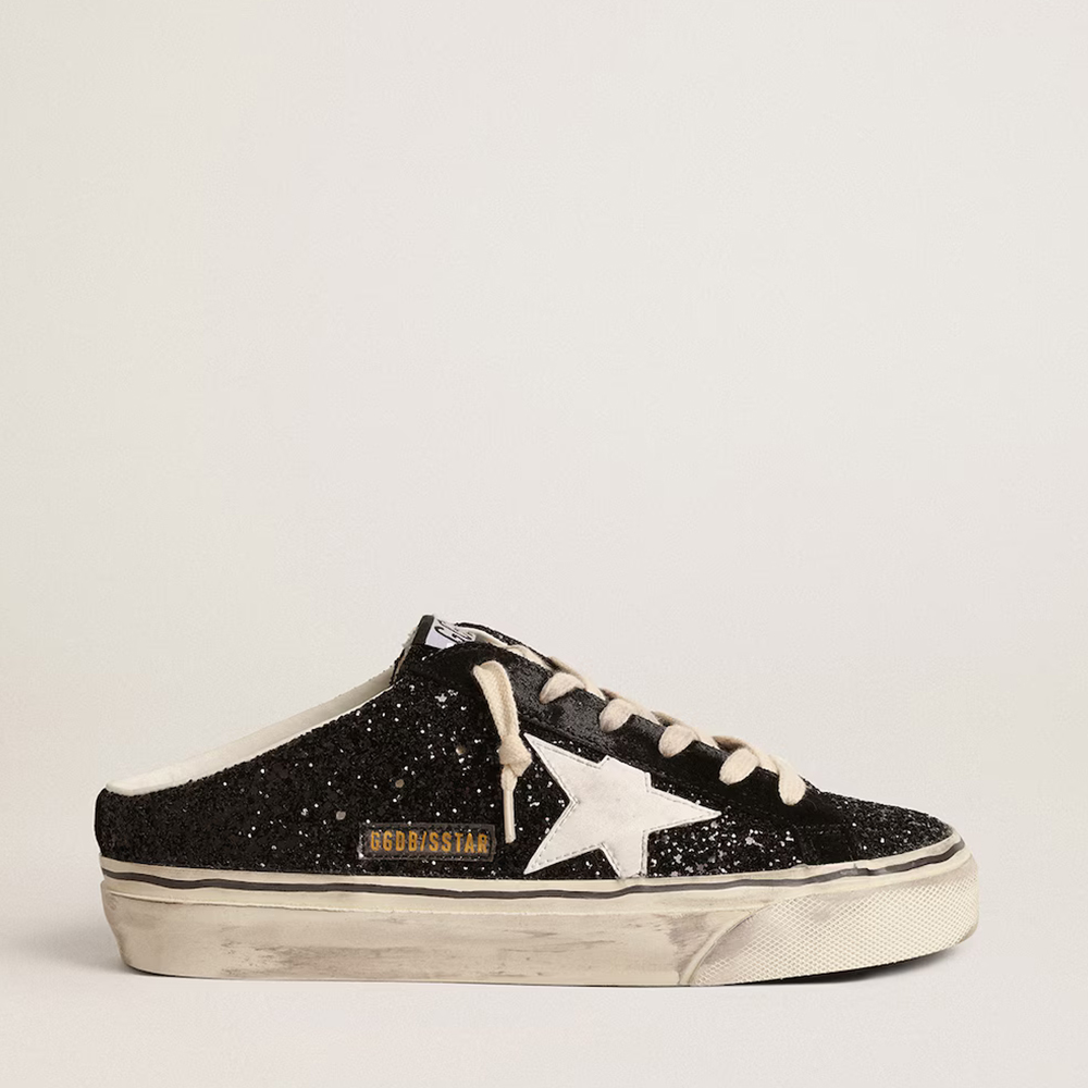 Golden Goose Superstar Sabots Leather with Suede Star Patterns